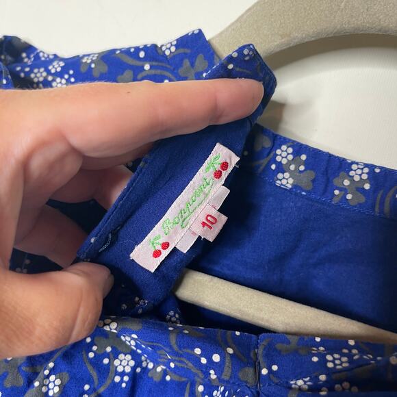 BONPOINT BLUE FLOWER PRINT LONG SLEEVE RUFFLE TOP sz 10 - Picture 2 of 6